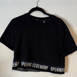 Opening Ceremony Black Logo Hem Crop Top